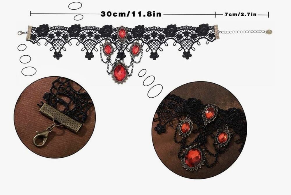 Vampire Fangs 3 Pairs-Halloween Costume Accessories Choker,Nails,Gloves,Eye Mask